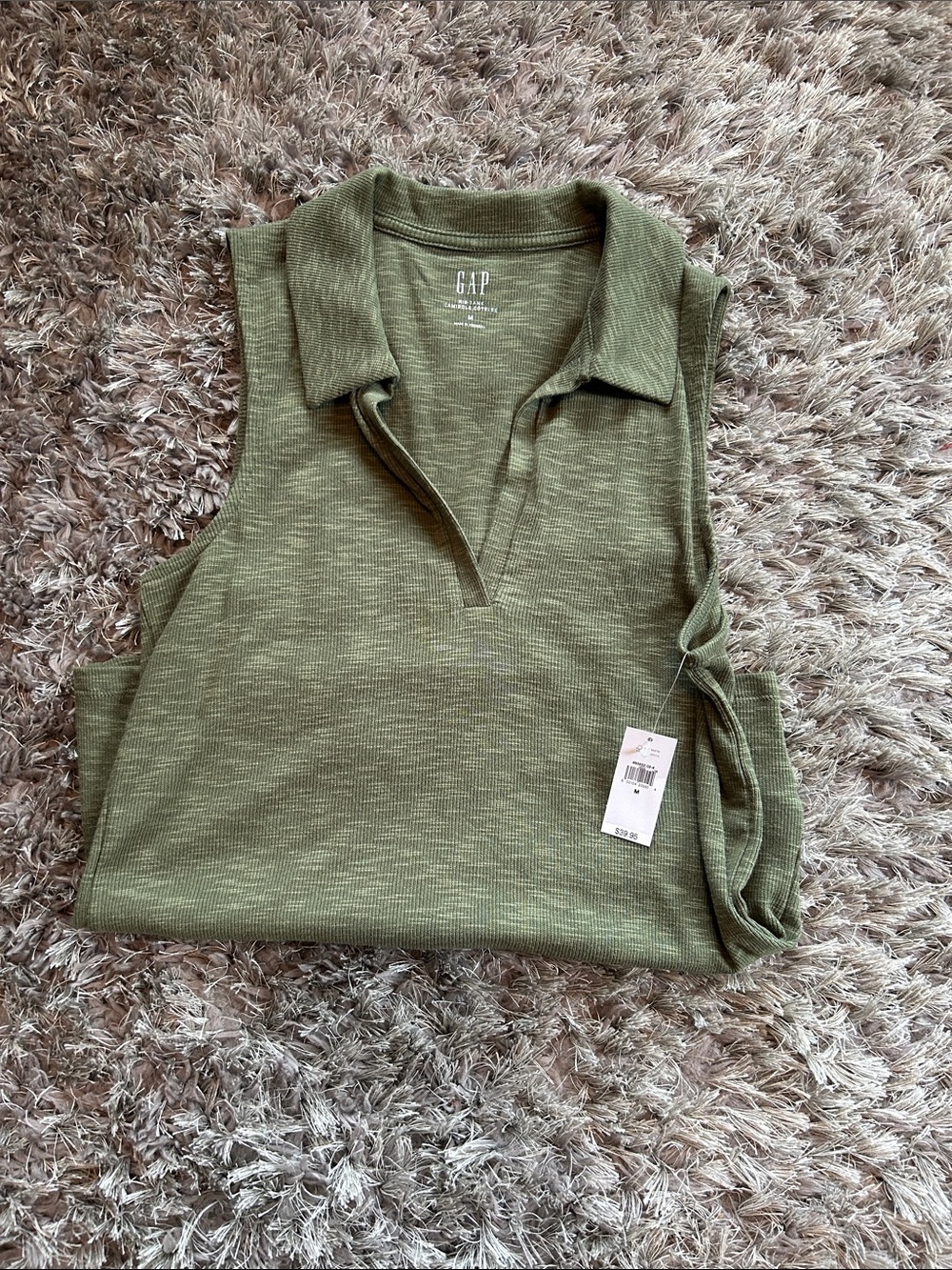 GAP Olive Green Sleeveless Polo Tank Top